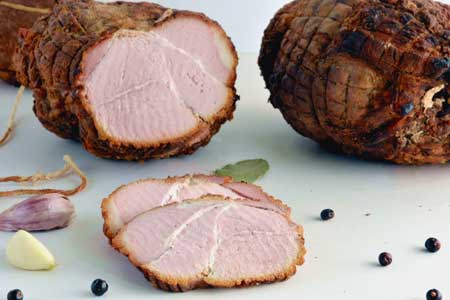 Homemade smoked and poached ham