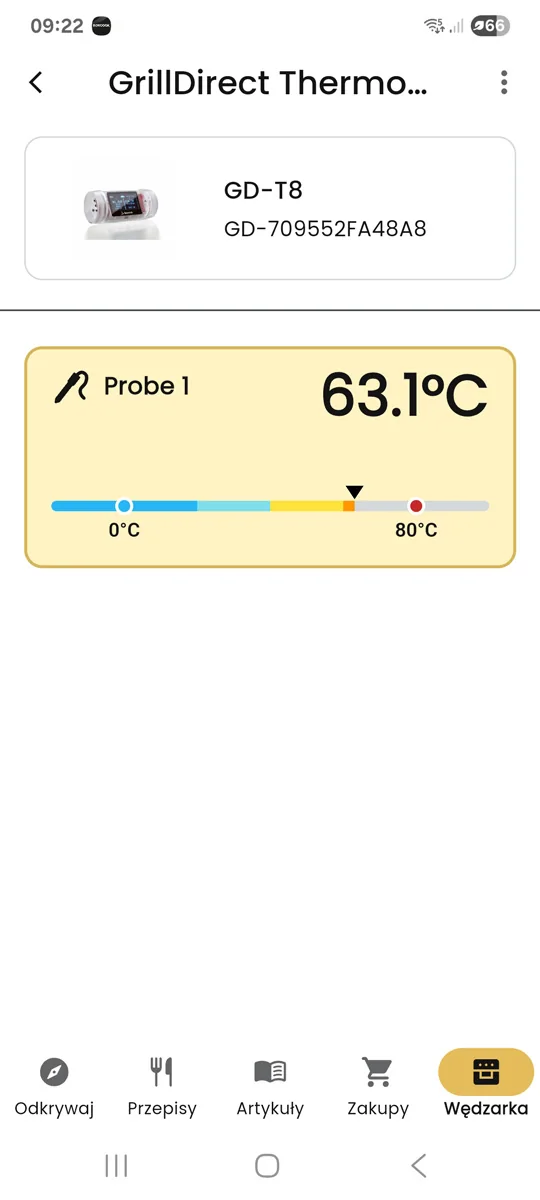 GrillEye MAX temperature monitoring in the Borcook app