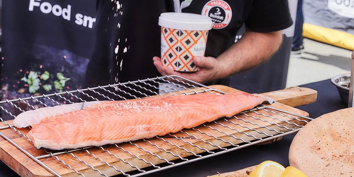 Curing salmon before smoking